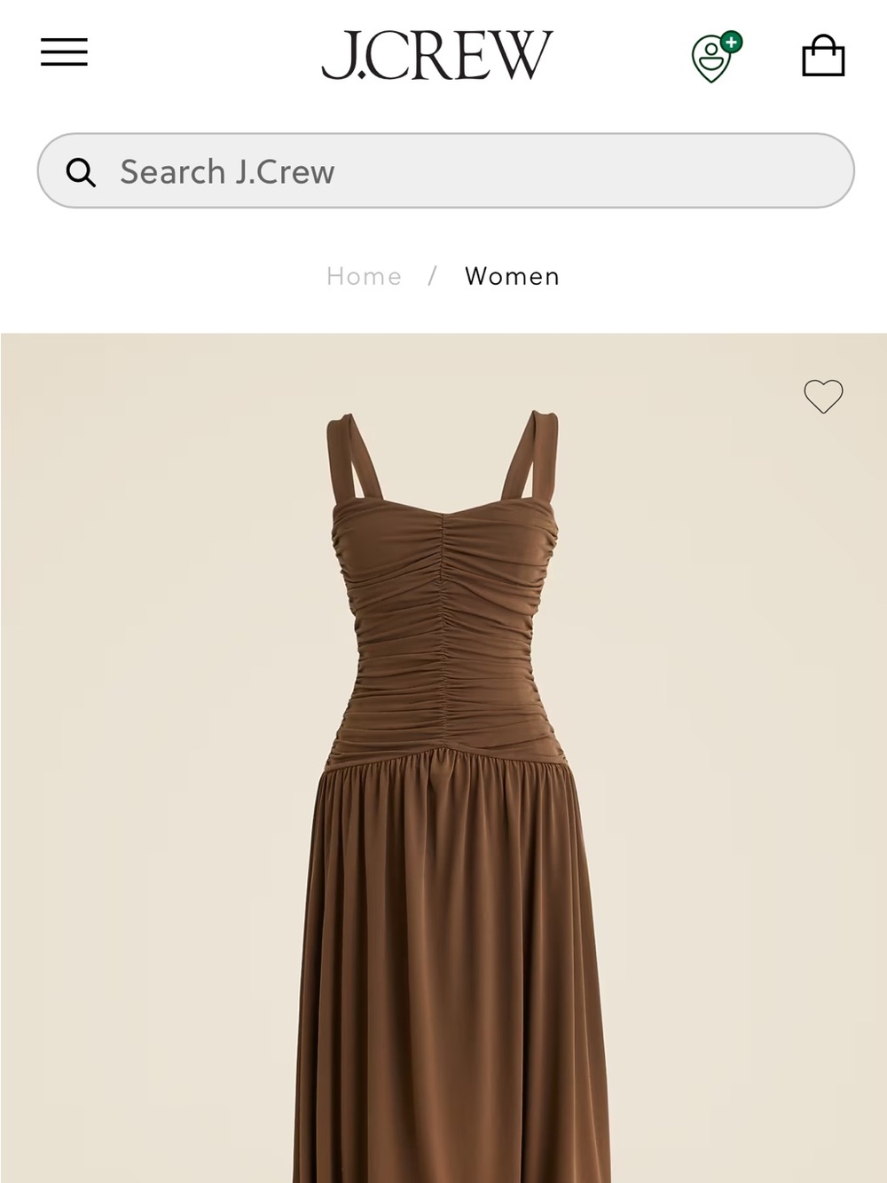 J. Crew Brown Ruched Maxi Dress